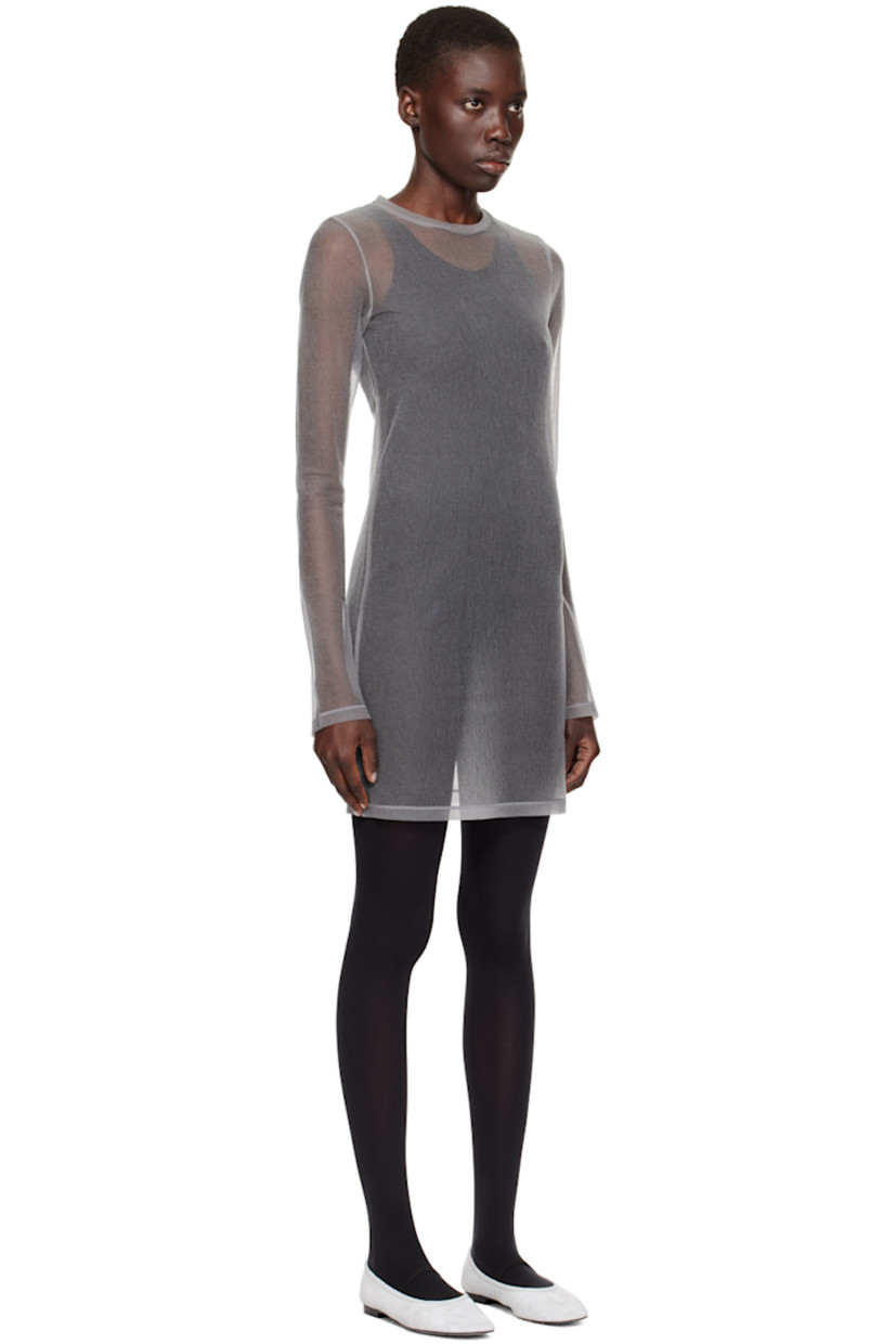Sheer nylon mesh dress.

· Crewneck
· Logo hardware at back collar
· Unlined

Supplier color: Light gray