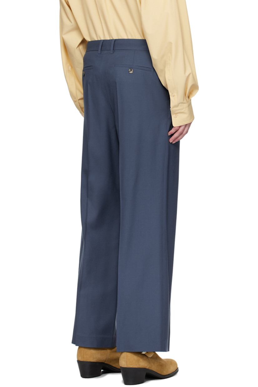 Straight-leg virgin wool broadcloth trousers. 

· Belt loops
· Four-pocket styling
· Zip-fly
· Creased legs

Supplier color: Smoke blue