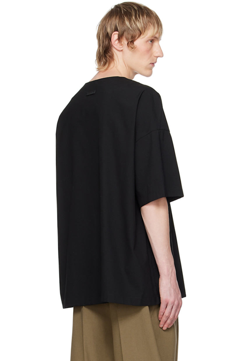 Stretch cotton- and virgin wool-blend poplin T-shirt.

· Square neck
· Saddle shoulders
· Logo patch at back collar

Supplier color: Black