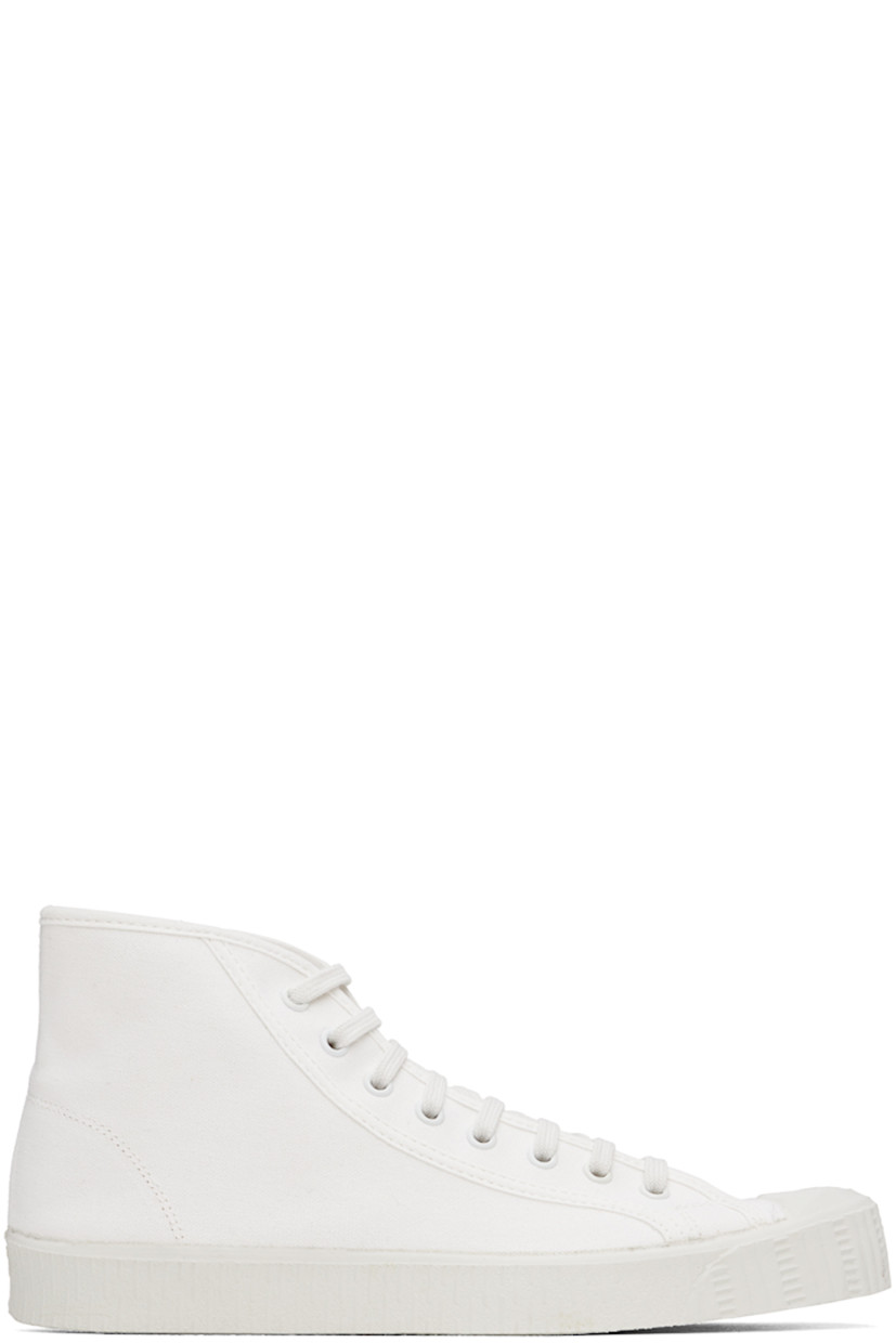 Mid-top cotton canvas sneakers in white.

· Rubber cap toe
�· Lace-up closure
· Logo patch at tongue
· Eyelets at inner side
· Textured rubber midsole
· Treaded rubber sole

Supplier color: White