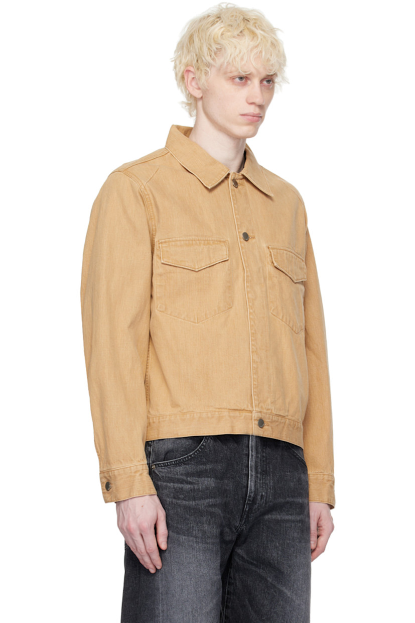 Stonewashed 12 oz non-stretch denim jacket. Logo-engraved pin included.

· Spread collar 
· Button closure 
· Flap pockets 
· Single-button barrel cuffs 

Supplier color: Beige
