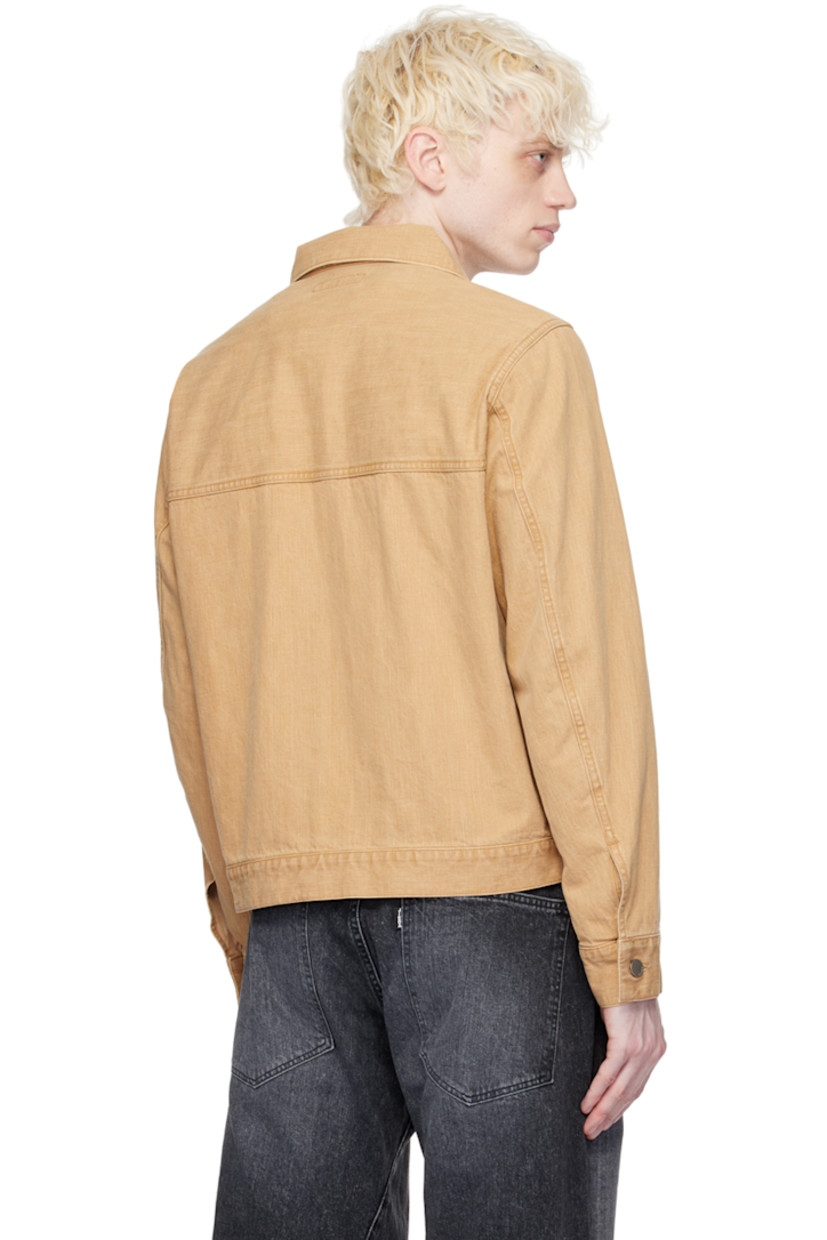 Stonewashed 12 oz non-stretch denim jacket. Logo-engraved pin included.

· Spread collar 
· Button closure 
· Flap pockets 
· Single-button barrel cuffs 

Supplier color: Beige