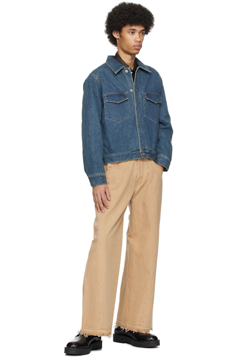 Loose-fit non-stretch denim jeans.

· Paneled construction
· Raw edge at waistband
· Belt loops
· Four-pocket styling
· Zip-fly
· Fraying at cuffs
· Leather logo patch at back waistband
· Logo flag at back pocket
· Logo-engraved silver-tone hardware

Supplier color: Beige