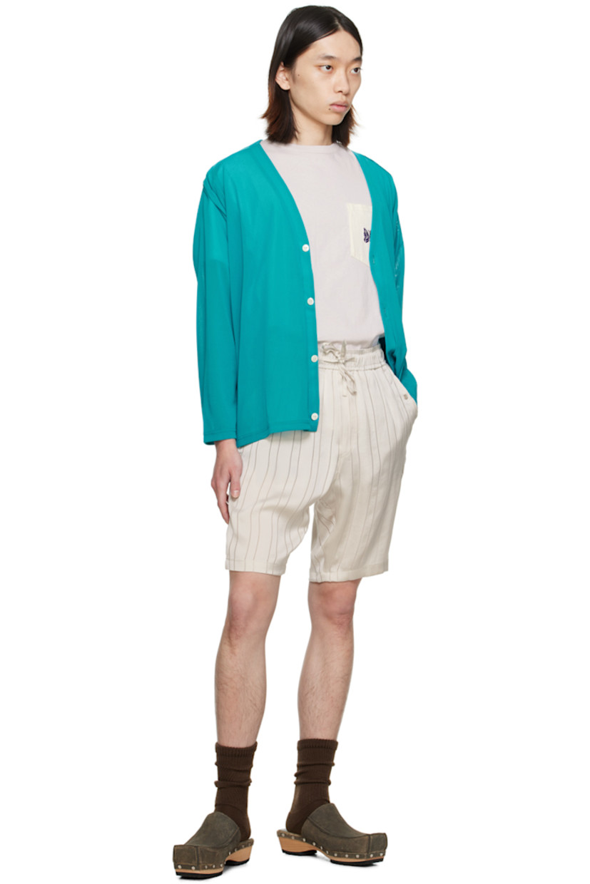 Triacetate- and cupro-blend georgette shorts. Jacquard stripes throughout.

· Drawstring at elasticized waistband
· Four-pocket styling
· Mock-fly
· Logo graphic embroidered at front

Supplier color: Beige