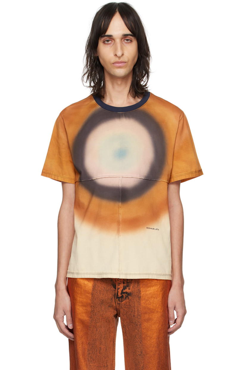 Cotton jersey T-shirt. Gradient pattern, raw edges, and fading throughout.

· Paneled construction
· Crewneck
· Logo printed at front
· Contrast stitching in black

Supplier color: Oxygen