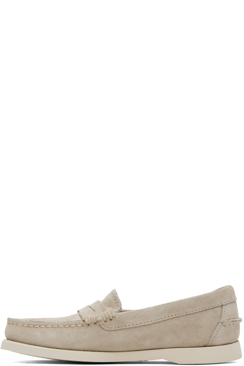 Handcrafted suede loafers in beige.

· Almond moc toe
· Strap with cutout at vamp
· Logo flag at outer side
· Molded leather footbed
· Logo embossed at rubber midsole
· Treaded rubber sole

Part of the Docksides collection.

Supplier color: Beige camel