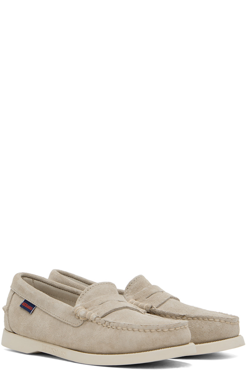 Handcrafted suede loafers in beige.

· Almond moc toe
· Strap with cutout at vamp
· Logo flag at outer side
· Molded leather footbed
· Logo embossed at rubber midsole
· Treaded rubber sole

Part of the Docksides collection.

Supplier color: Beige camel