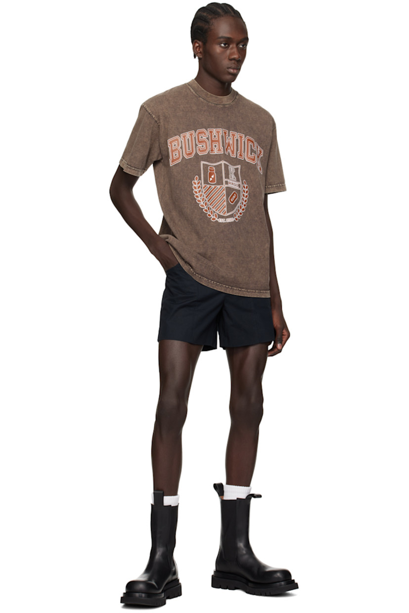 Stretch cotton jersey T-shirt. Fading throughout.

· Rib knit crewneck
· Graphic printed at front
· Dropped shoulders

Supplier color: Brown