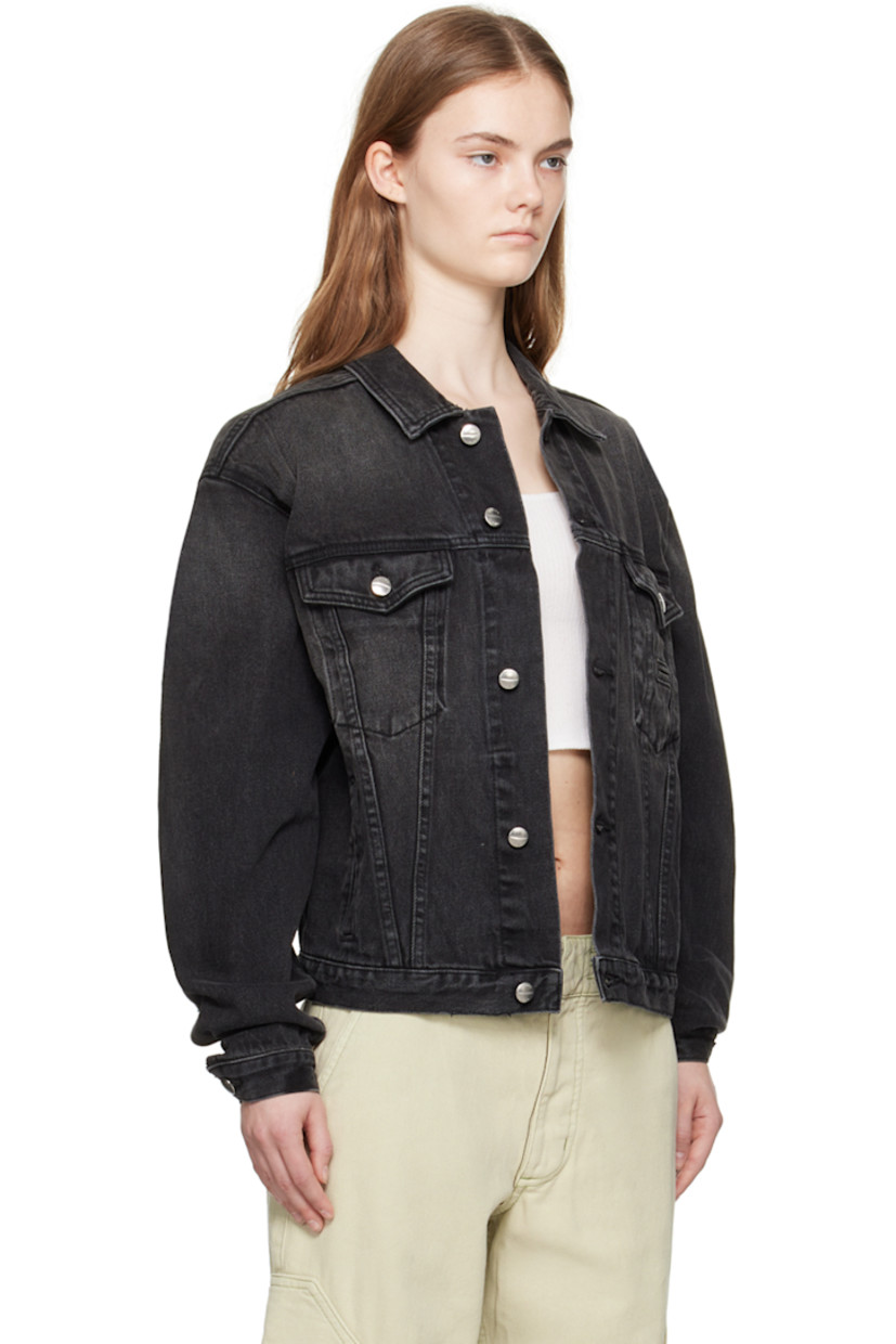 Non-stretch denim jacket. Fading throughout. 

· Paneled construction
· Spread collar 
· Button closure 
· Flap pockets and welt pockets
· Cinch tabs and leather logo patch at back hem 
· Logo-engraved silver-tone hardware

Available exclusively at SSENSE.

Supplier color: Black