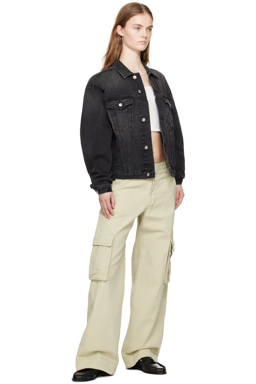 Non-stretch denim jacket. Fading throughout. 

· Paneled construction
· Spread collar 
· Button closure 
· Flap pockets and welt pockets
· Cinch tabs and leather logo patch at back hem 
· Logo-engraved silver-tone hardware

Available exclusively at SSENSE.

Supplier color: Black