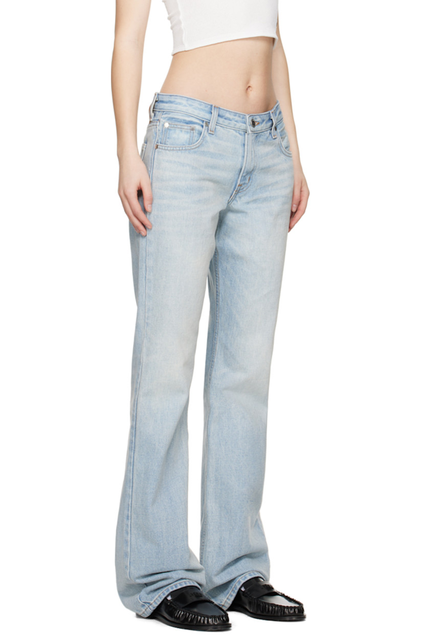 Non-stretch denim jeans. Fading and whiskering throughout. 

· Belt loops
· Five-pocket styling
· Zip-fly 
· Leather logo patch at back waist 
· Logo-engraved silver-tone hardware
· Contrast stitching in tan

Available exclusively at SSENSE.

Supplier color: Light indigo