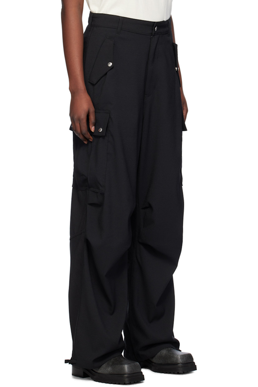 Polyester seersucker trousers. 

· Belt loops 
· Four-pocket styling 
· Zip-fly 
· Drawstring at cuffs
· Ruching at seams 
· Cargo pocket at outseams
· Logo-engraved silver-tone hardware 

Supplier color: Black