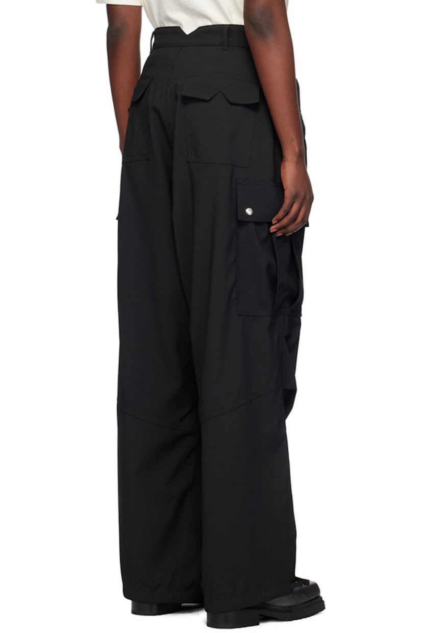Polyester seersucker trousers. 

· Belt loops 
· Four-pocket styling 
· Zip-fly 
· Drawstring at cuffs
· Ruching at seams 
· Cargo pocket at outseams
· Logo-engraved silver-tone hardware 

Supplier color: Black