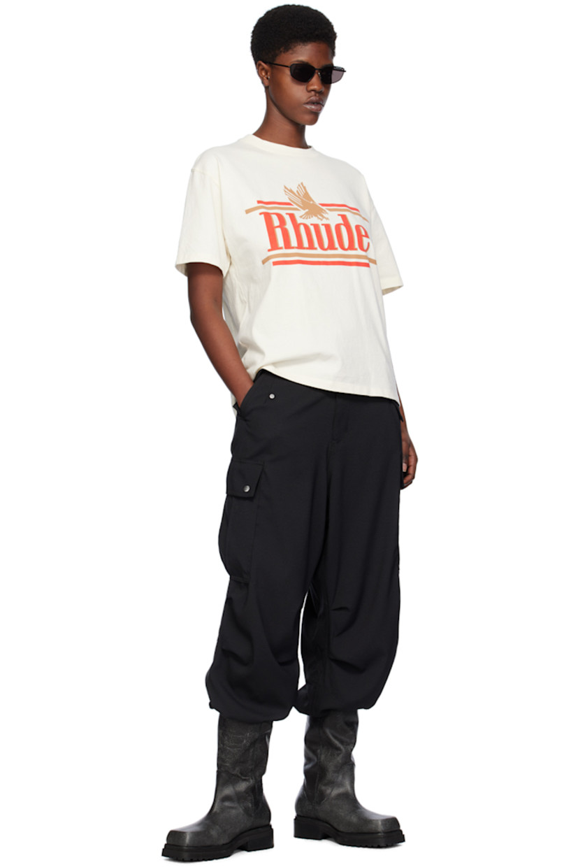 Polyester seersucker trousers. 

· Belt loops 
· Four-pocket styling 
· Zip-fly 
· Drawstring at cuffs
· Ruching at seams 
· Cargo pocket at outseams
· Logo-engraved silver-tone hardware 

Supplier color: Black