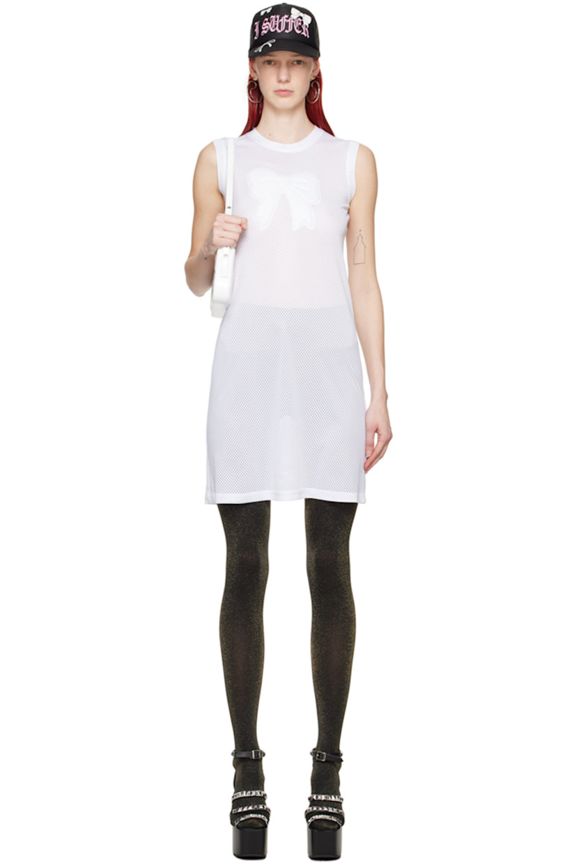 Semi-sheer AIRTEX® polyester mesh dress. 

· Crewneck 
· Padded bow accent at chest

Supplier color: White