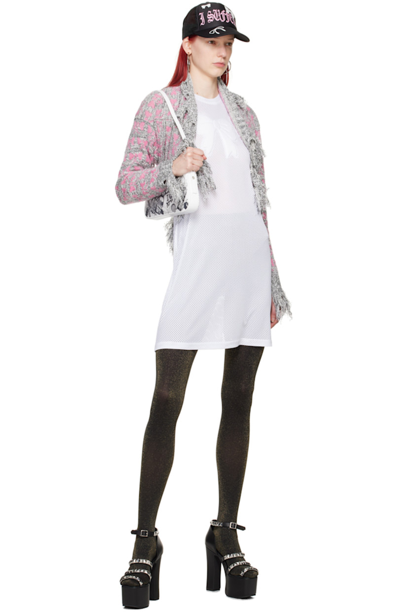 Semi-sheer AIRTEX® polyester mesh dress. 

· Crewneck 
· Padded bow accent at chest

Supplier color: White