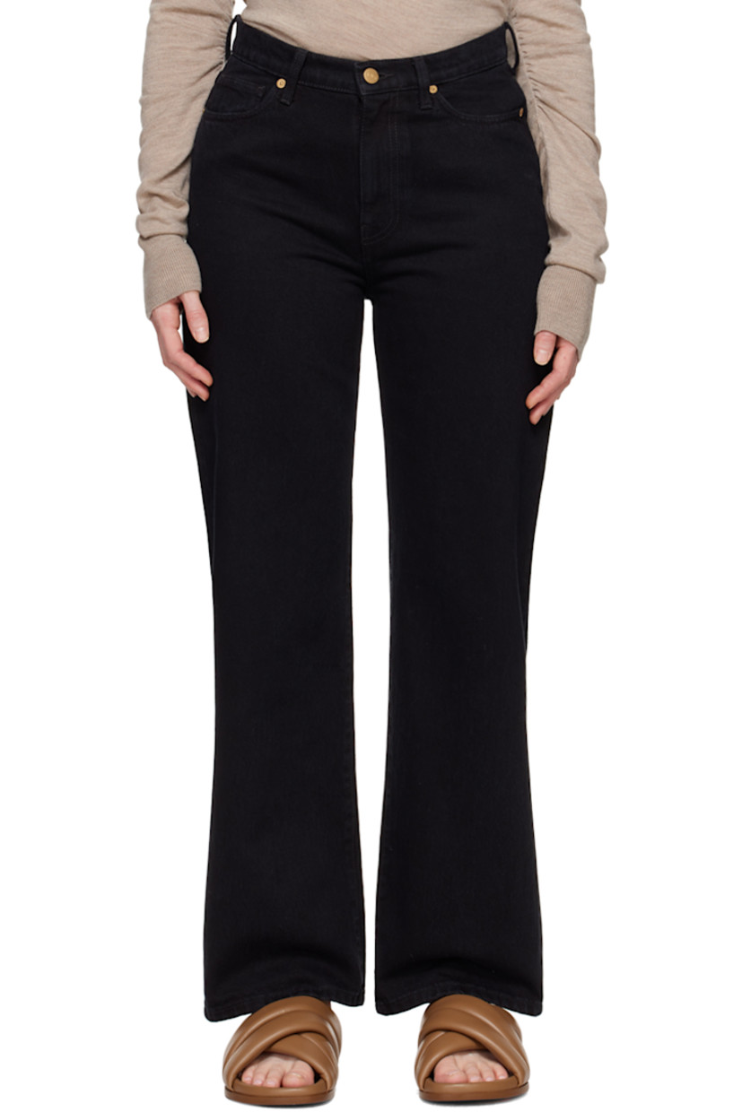 Loose-fit straight-leg non-stretch recycled cotton-blend denim jeans.

· Belt loops
· Five-pocket styling
· Zip-fly
· Logo patch at back waistband

Supplier color: Black
