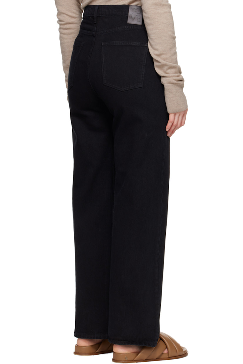 Loose-fit straight-leg non-stretch recycled cotton-blend denim jeans.

· Belt loops
· Five-pocket styling
· Zip-fly
· Logo patch at back waistband

Supplier color: Black