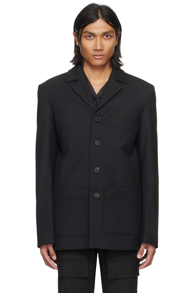 Stretch polyester- and viscose-blend twill blazer.

· Notched lapel
· Button closure
· Patch pockets at front
· Full logo-woven satin lining

Supplier color: Black