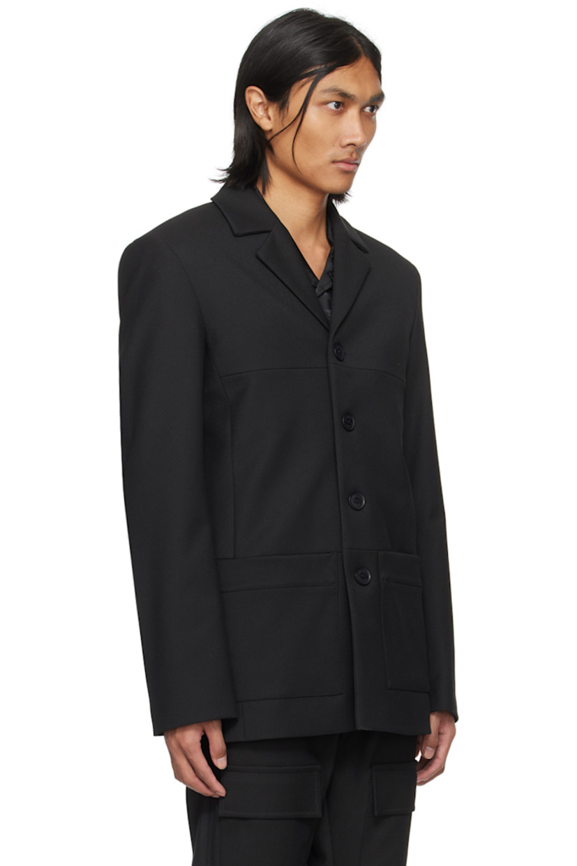 Stretch polyester- and viscose-blend twill blazer.

· Notched lapel
· Button closure
· Patch pockets at front
· Full logo-woven satin lining

Supplier color: Black