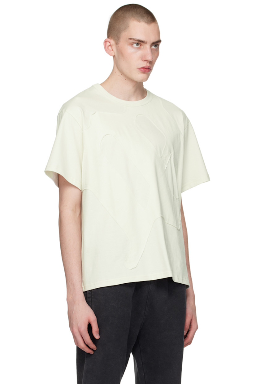 Heavyweight cotton jersey T-shirt.

· Rib knit crewneck
· Logo appliqué and raw edges at front

Supplier color: Coconut