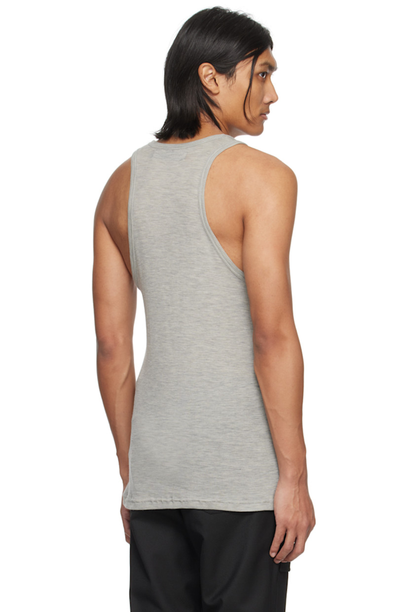 Semi-sheer ribbed stretch lyocell jersey tank top.

· Crewneck 
· Embroidered logo patch at chest
· Racer back

Supplier color: Heather grey