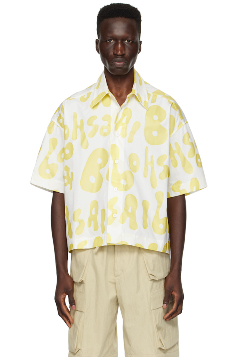 Cotton broadcloth shirt. Waxed logo pattern printed throughout.

· Spread collar
· Button closure
· Dropped shoulders

Supplier color: Off-white