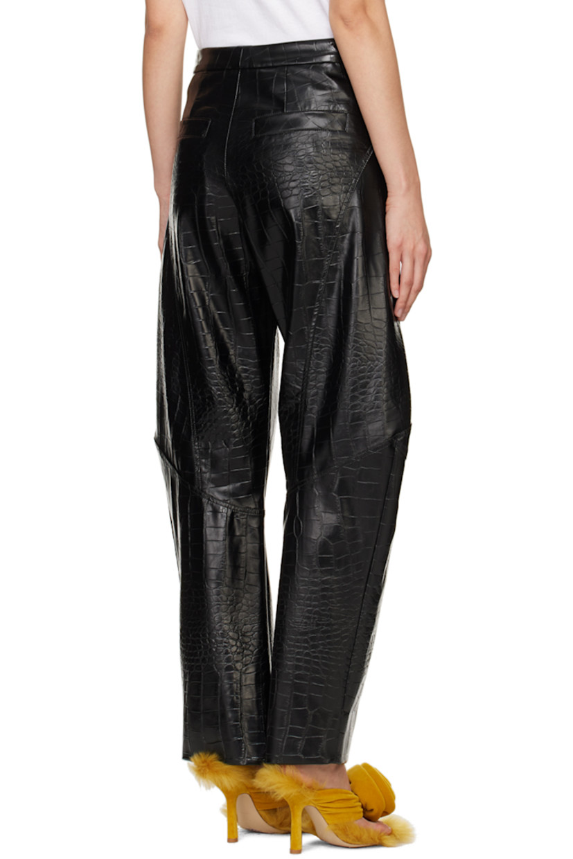 Wide-leg tapered croc-embossed faux-leather trousers. 

· Paneled construction
· Four-pocket styling
· Zip-fly
· Partial satin lining

Supplier color: Black