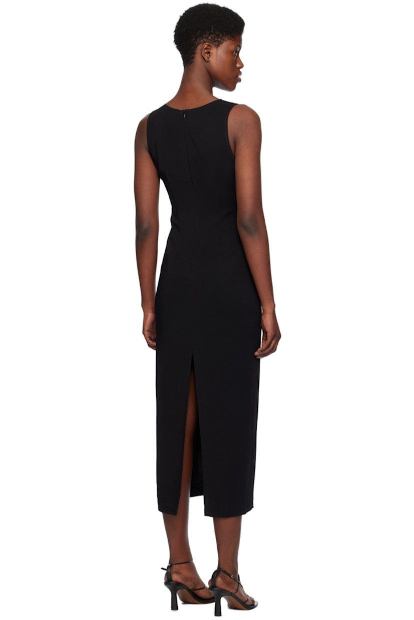 Viscose-blend jersey dress.

· Crewneck
· Floral cutouts at front
· Concealed zip closure at back
· Central vent at back hem

Supplier color: Black