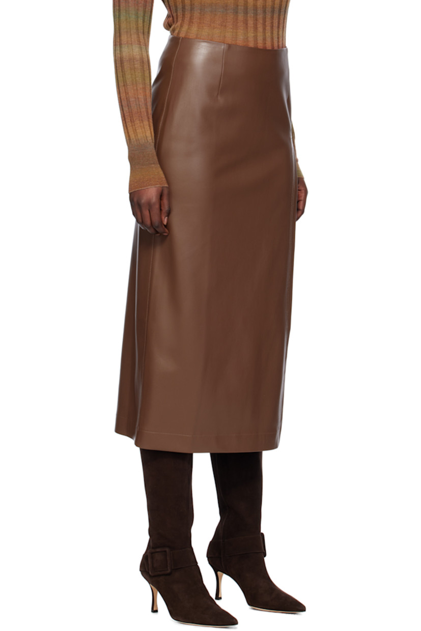 Grained faux-leather skirt.

· Darts at front and back waistband
· Cutout at front
· Concealed zip closure at back

Supplier color: Dark chocolate