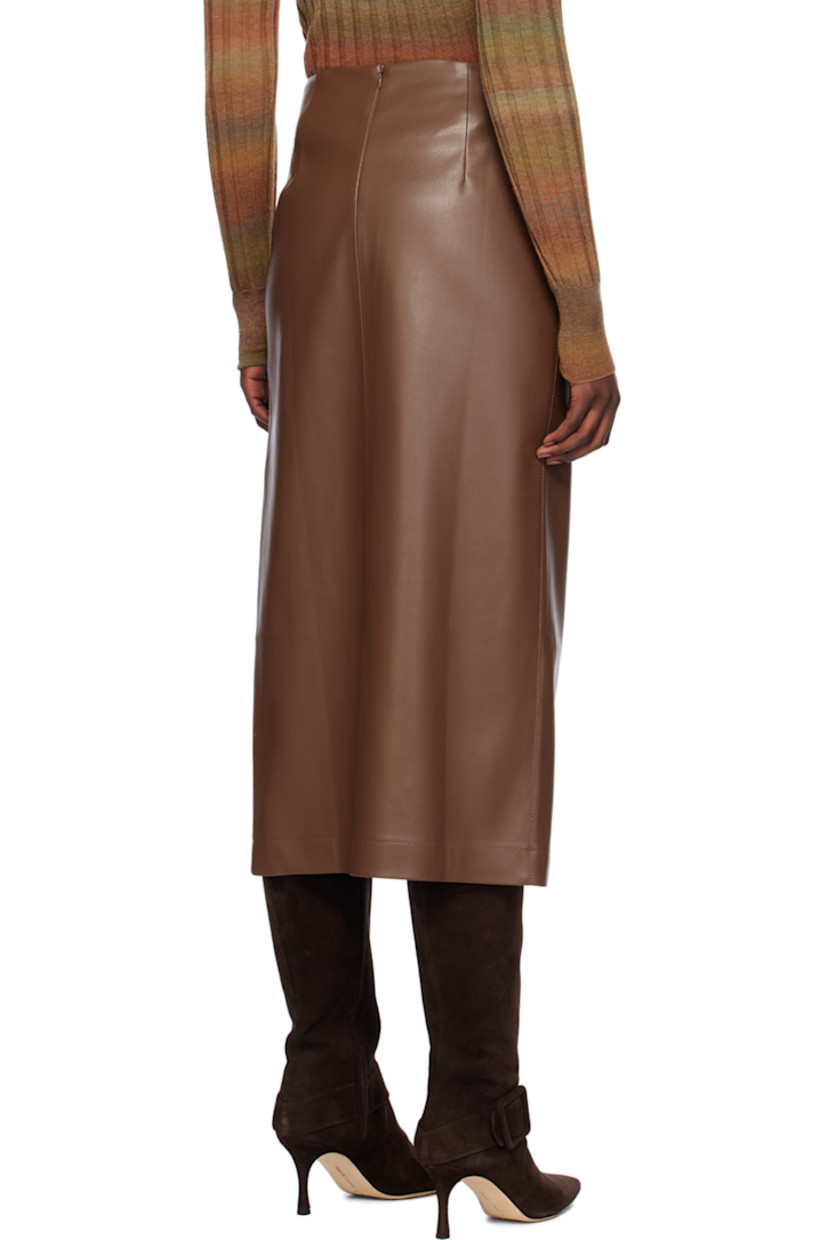 Grained faux-leather skirt.

· Darts at front and back waistband
· Cutout at front
· Concealed zip closure at back

Supplier color: Dark chocolate