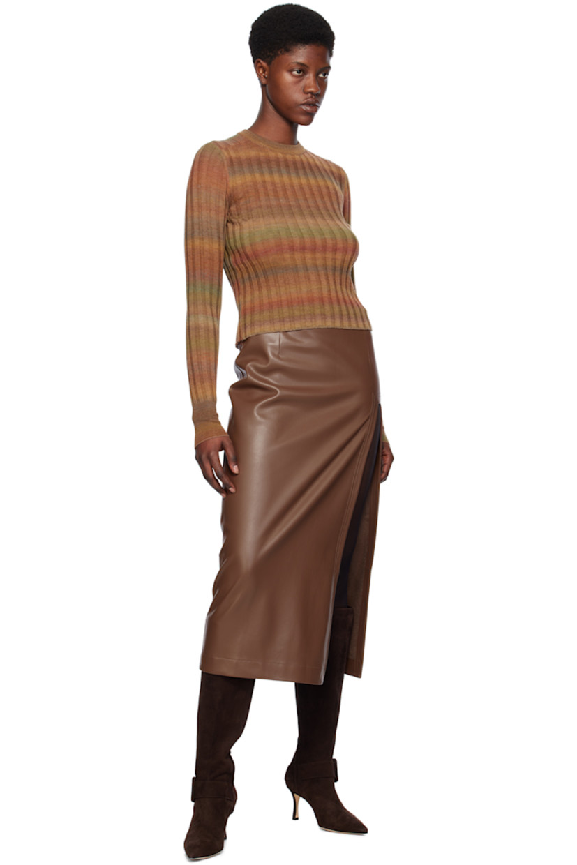 Grained faux-leather skirt.

· Darts at front and back waistband
· Cutout at front
· Concealed zip closure at back

Supplier color: Dark chocolate