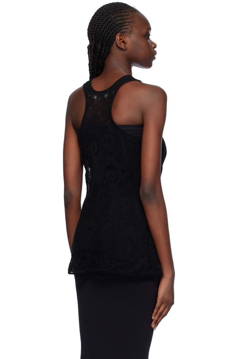 Semi-sheer open knit cotton- and nylon-blend tank top. Racer back.

Supplier color: Black