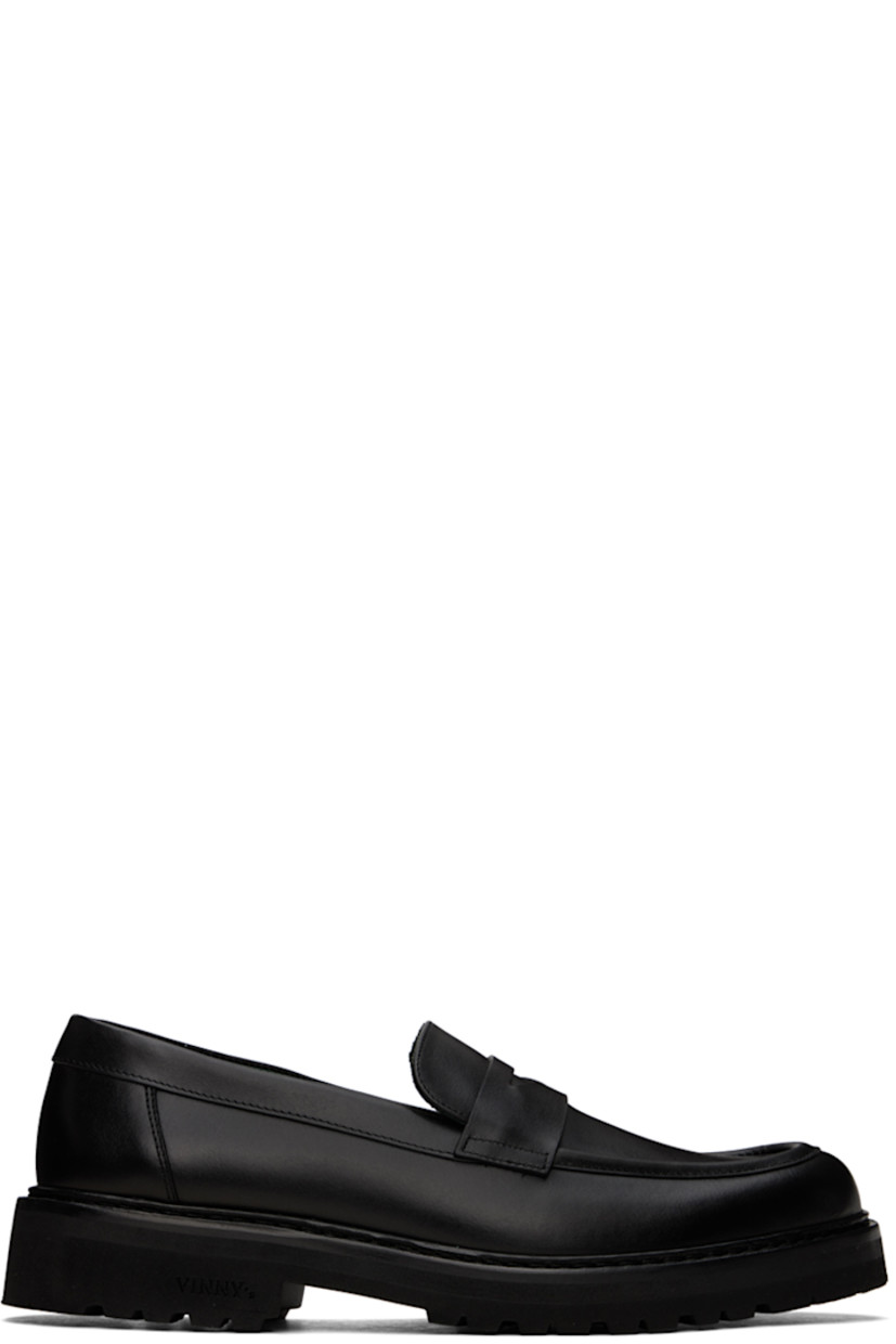 Buffed nappa leather loafers in black.

· Moc toe
· Strap with cutout at vamp
· Logo stamp at padded footbed
· Logo embossed at foam rubber midsole
· Treaded Vibram®Vi-Lite rubber outsole
· Heel: H1.5"

Supplier color: Black