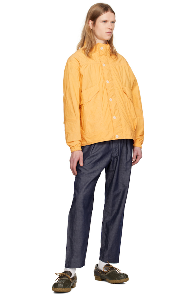 Hand-dyed cotton- and nylon-blend taffeta jacket.

· Drawstring at stowaway hood
· Stand collar
· Concealed two-way zip closure with button placket
· Flap pockets and concealed zip pockets at front
· Pleats at front and back hem
· Concealed zip pocket at sleeves
· Press-stud fastening at elasticized cuffs
· Flap pockets at back
· Unlined

Supplier color: Yellow