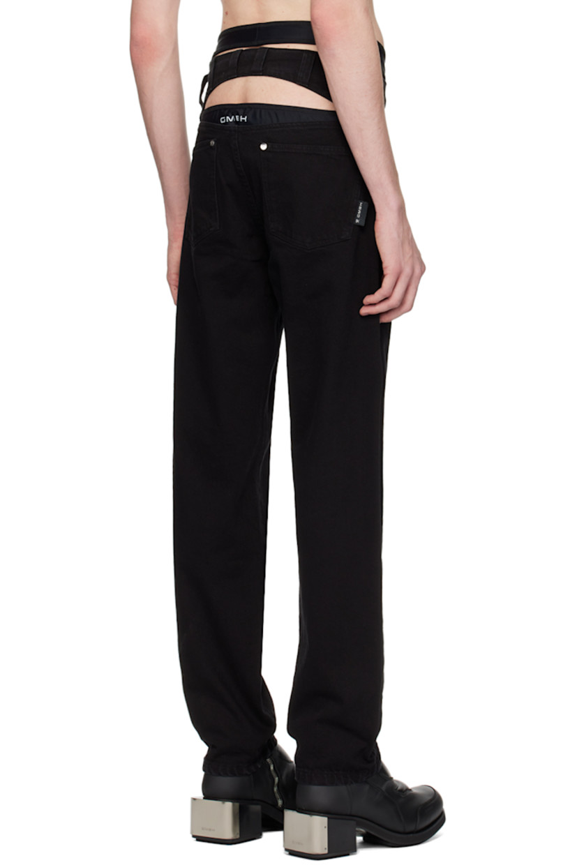 Non-stretch organic cotton denim jeans. 

· Belt loops
· Five-pocket styling
· Exposed zip-fly 
· Cutout at back waistband
· Logo flag at back pocket
· Logo-engraved silver-tone hardware

Supplier color: Black