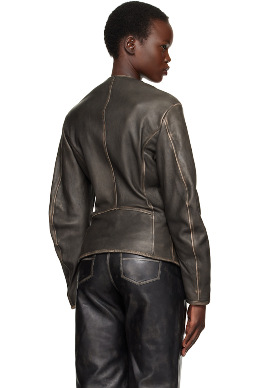 Grained lambskin jacket. Fading throughout.

· Round neck
· Two-way zip closure
· Zip pockets
· Curved hem
· Logo embossed at shoulder
· Welt pockets at interior
· Full logo-woven satin lining

Supplier color: Black