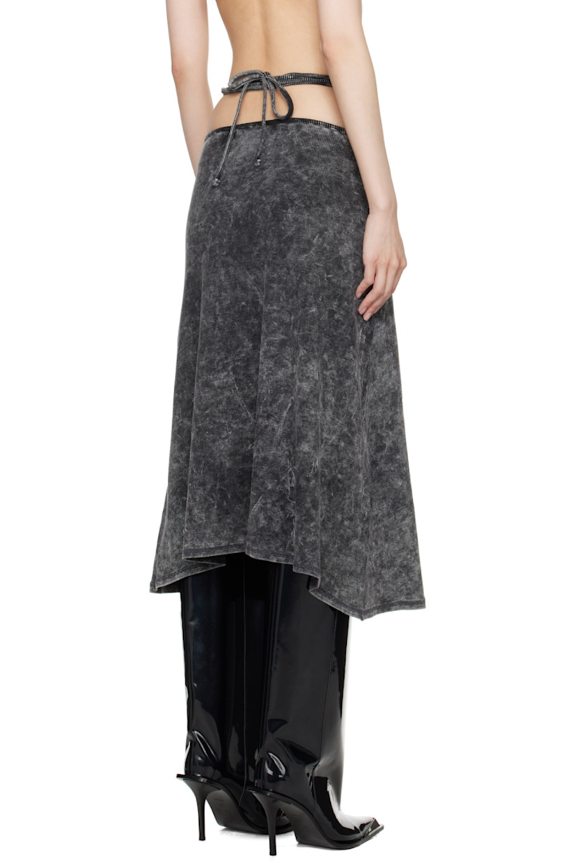 Rib-knit stretch cotton midi skirt. Fading throughout.

· Wraparound self-tie straps at waistband
· Logo hardware and cutouts at front

Supplier color: Dark grey