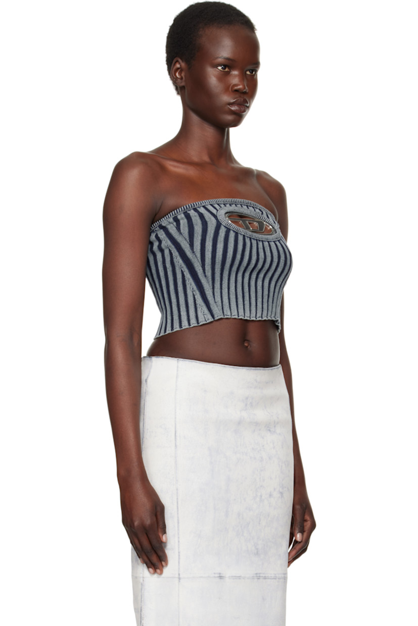 Stonewashed rib-knit stretch cotton-blend tube top. Fading throughout.

· Straight neck
· Logo hardware and cutout at front
· Lettuce edge at hem

Supplier color: Blue