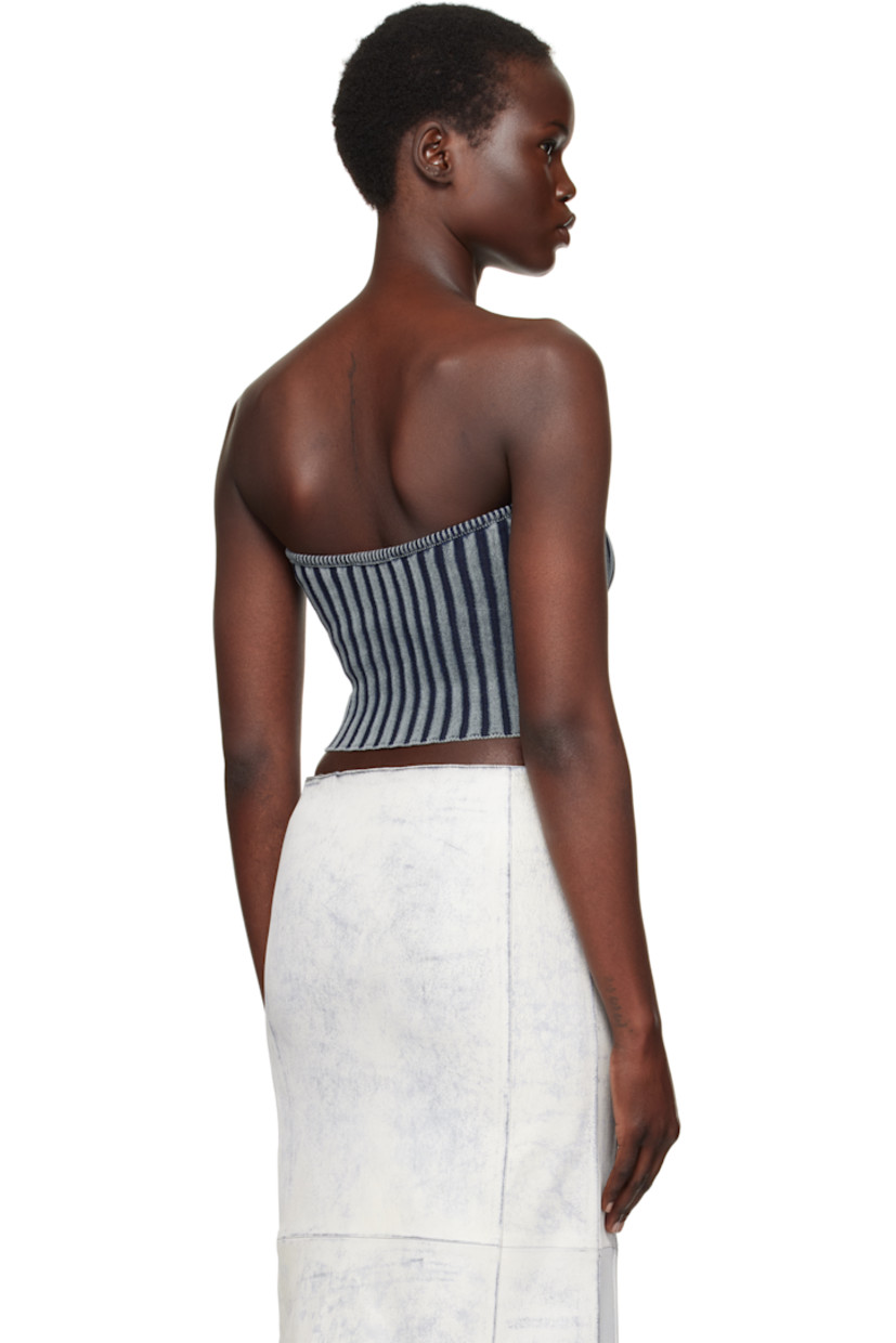 Stonewashed rib-knit stretch cotton-blend tube top. Fading throughout.

· Straight neck
· Logo hardware and cutout at front
· Lettuce edge at hem

Supplier color: Blue