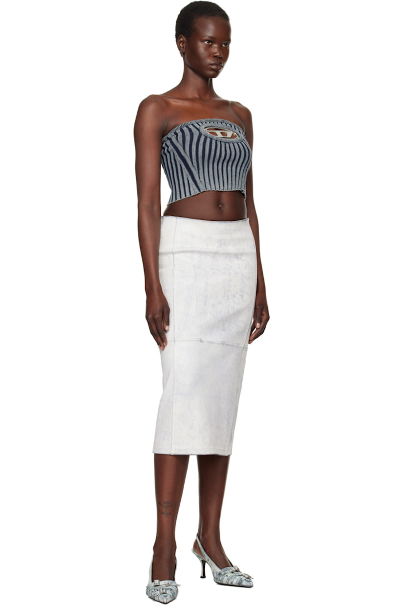 Stonewashed rib-knit stretch cotton-blend tube top. Fading throughout.

· Straight neck
· Logo hardware and cutout at front
· Lettuce edge at hem

Supplier color: Blue