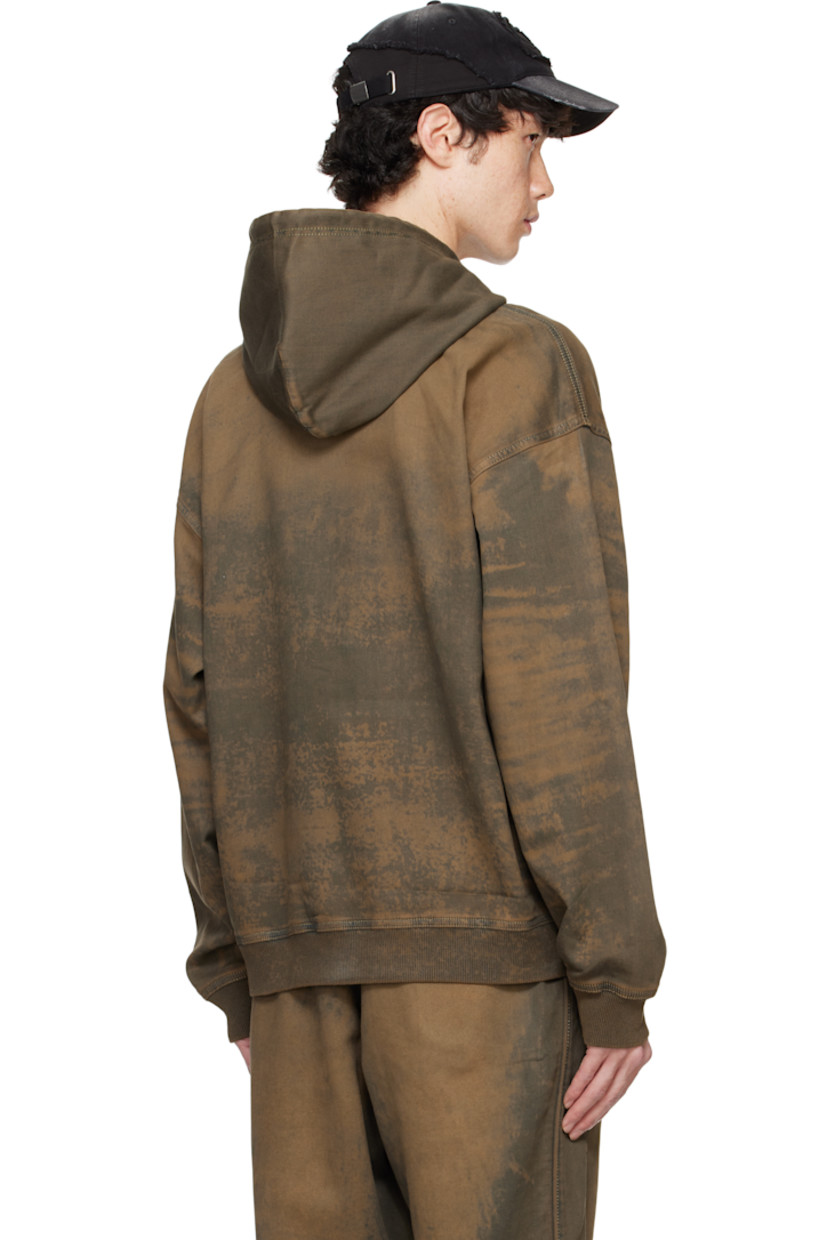 Stretch cotton jersey hoodie. Fading throughout.

· Drawstring at hood
· Kangaroo pocket
· Rib-knit hem and cuffs
· Dropped shoulders
· Logo embroidered at sleeve 

Supplier color: Brown
