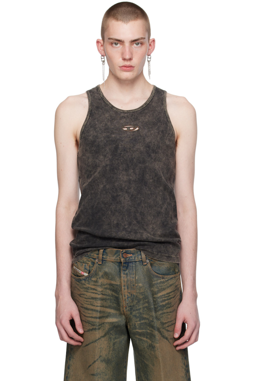 Stretch cotton ribbed jersey tank top. Fading, gradient effect, and whiskering throughout.

· Scoop neck
· Oxidized logo hardware and cutouts at chest

Part of the Brown Capsule collection.

Available exclusively at SSENSE.

Supplier color: Brown