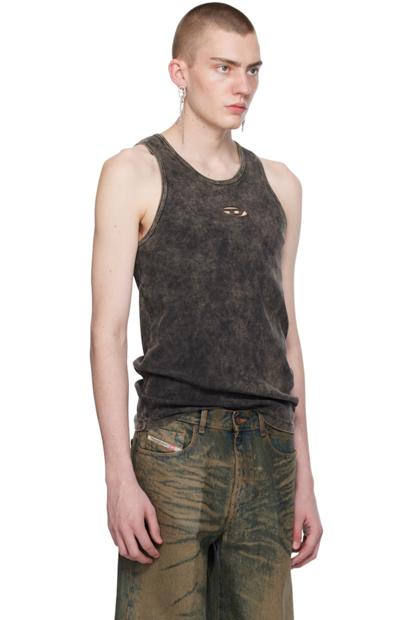 Stretch cotton ribbed jersey tank top. Fading, gradient effect, and whiskering throughout.

· Scoop neck
· Oxidized logo hardware and cutouts at chest

Part of the Brown Capsule collection.

Available exclusively at SSENSE.

Supplier color: Brown