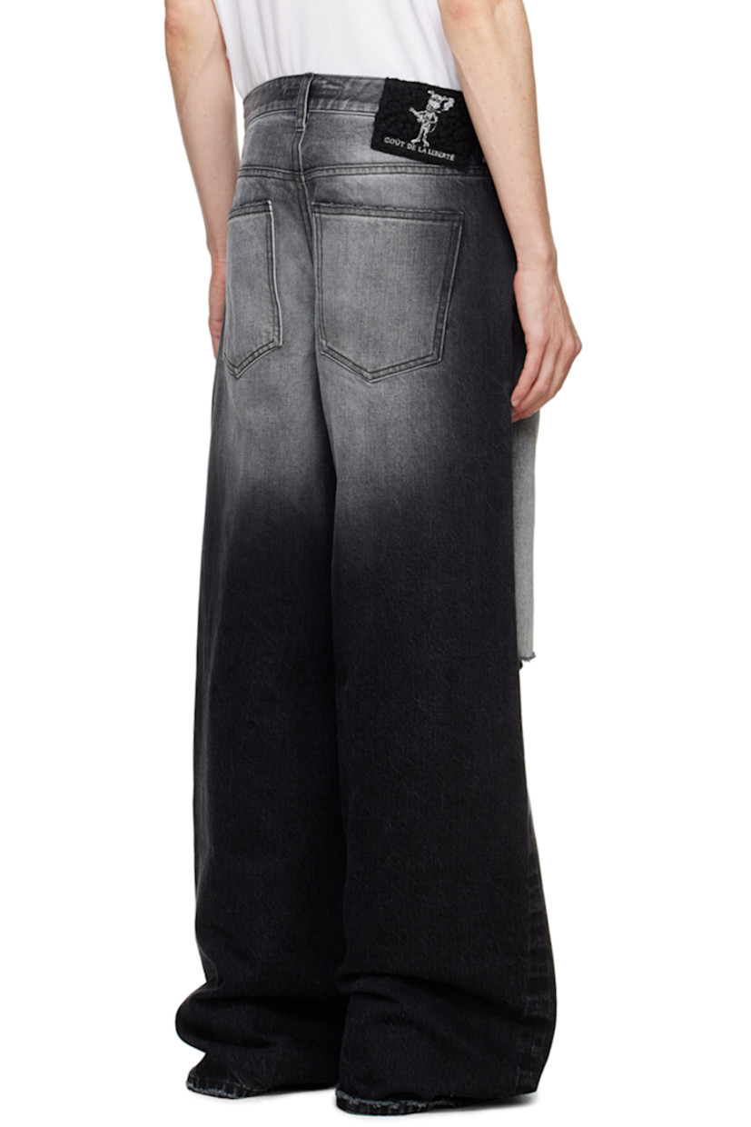 Wide-leg non-stretch selvedge denim jeans. Fading, whiskering, and distressing throughout.

· Belt loops
· Five-pocket styling
· Button-fly
· Rips at legs
· Sherpa fleece logo patch at back waistband
· Logo-engraved antiqued silver-tone hardware

Supplier color: Palermo wash