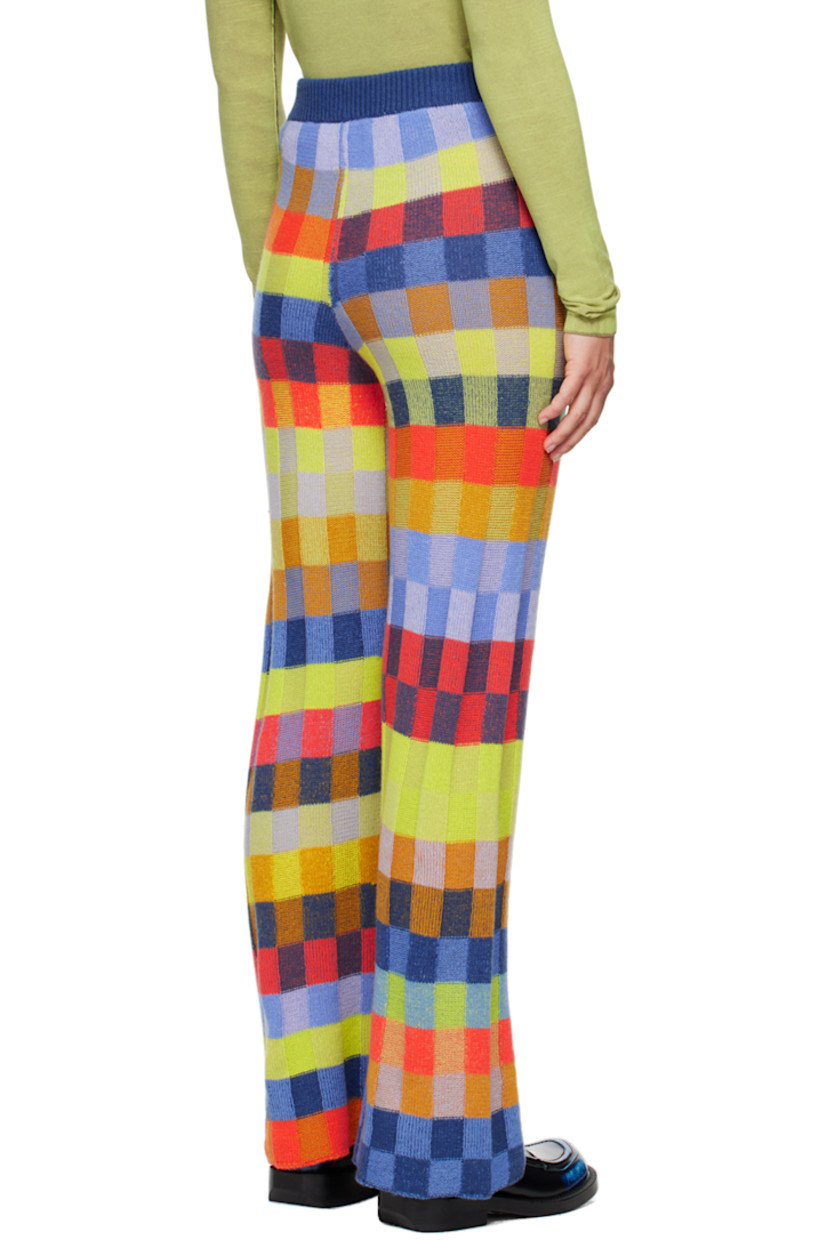 Flared knit cashmere lounge pants. 

· Check pattern throughout
· Elasticized waistband

Supplier color: Rib check multi