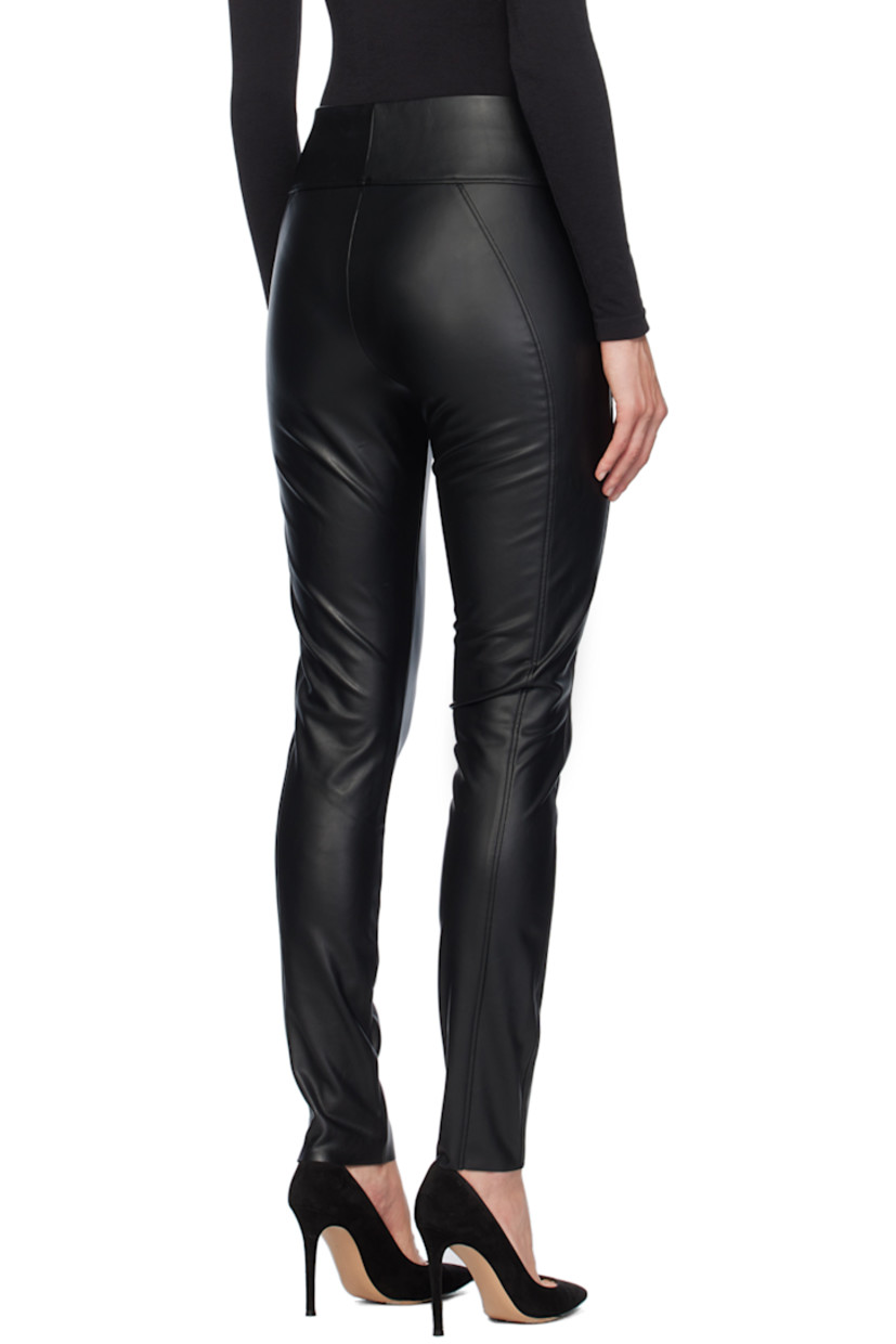 Stretch faux-leather leggings. 

· Elasticized waistband
· Raw edge at cuffs

Supplier color: Black