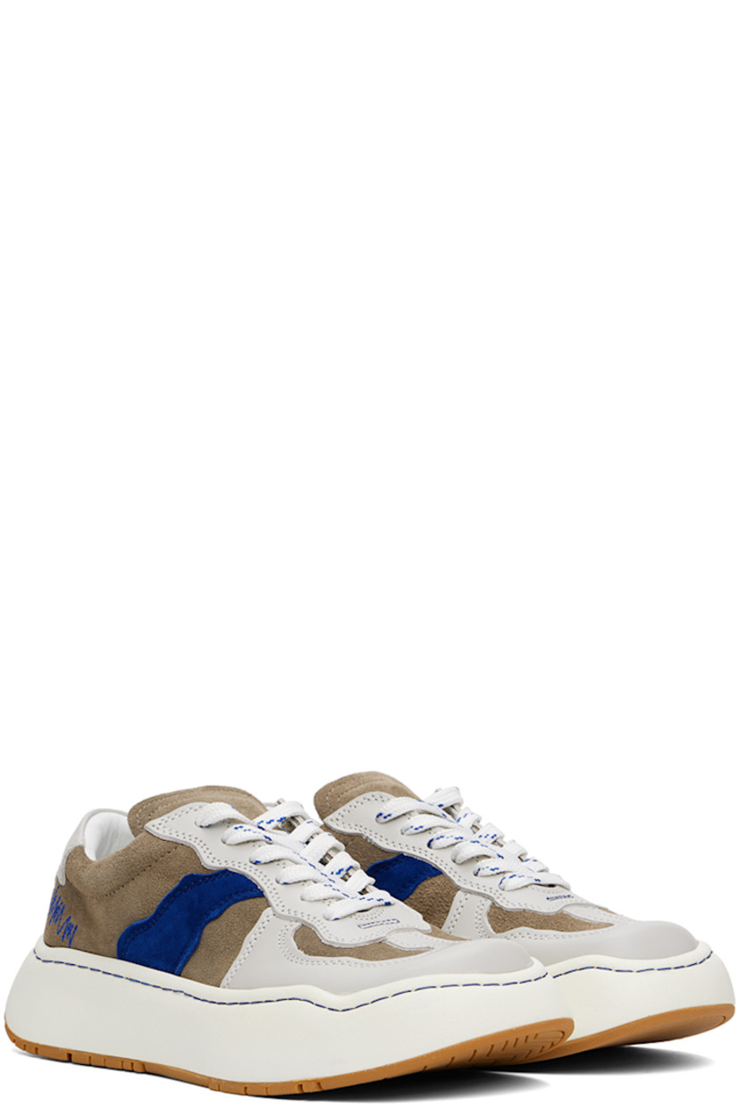 Low-top buffed leather and suede sneakers in gray.

· Lace-up closure
· Padded tongue and collar
· Logo embroidered at outer side
· Buffed leather lining
· Logo embossed at foam rubber midsole
· Treaded rubber sole

Supplier color: Grey