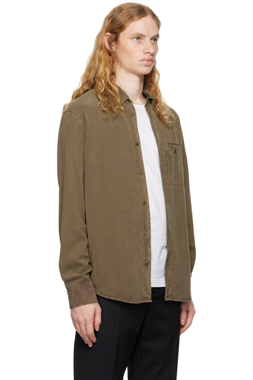 TENCEL™ lyocell twill shirt.

· Relaxed-fit
· Button-down spread collar
· Button closure
· Patch pocket
· Shirttail hem
· Adjustable single-button barrel cuffs
· Locker loop at back yoke

Supplier color: Dark sage