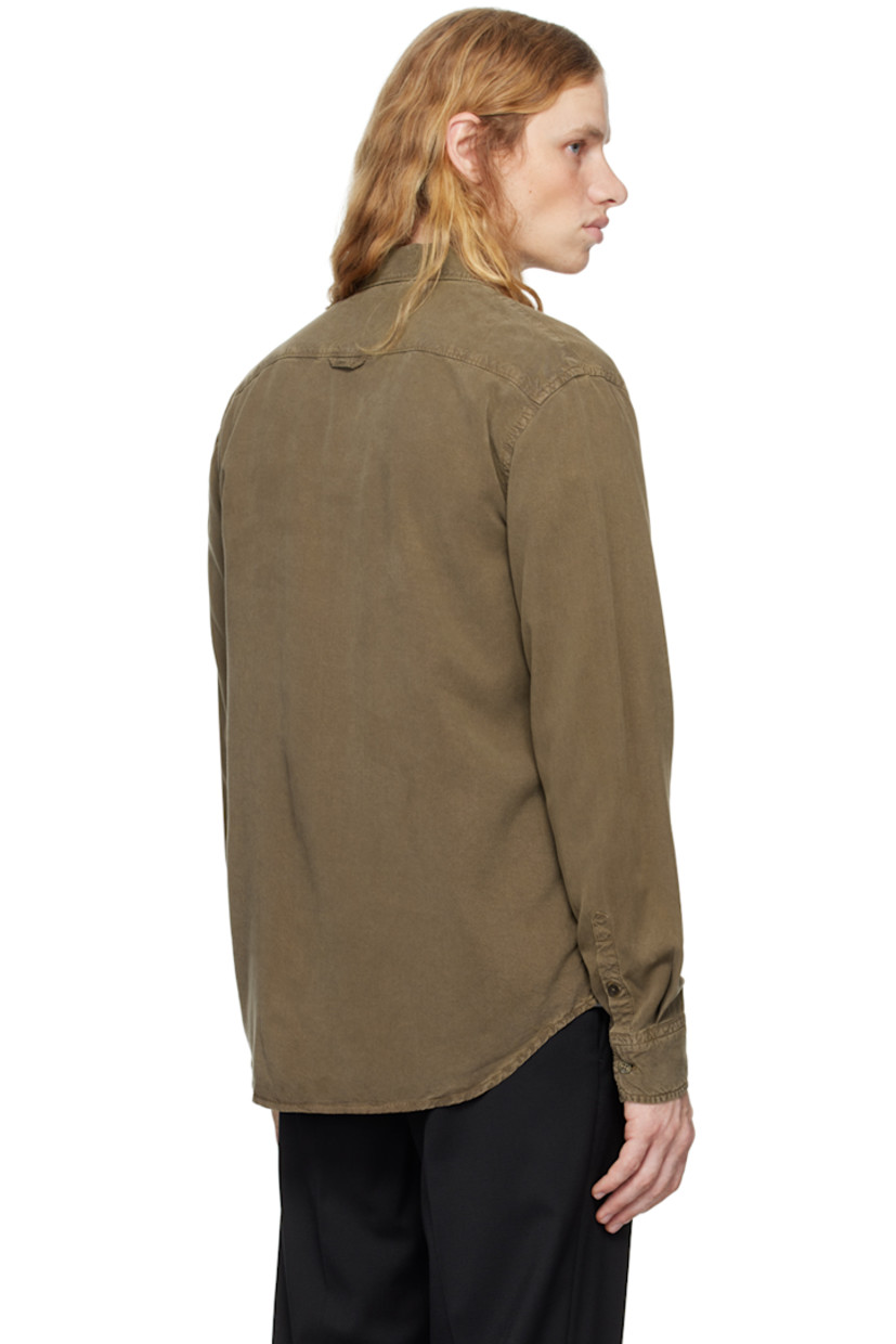 TENCEL™ lyocell twill shirt.

· Relaxed-fit
· Button-down spread collar
· Button closure
· Patch pocket
· Shirttail hem
· Adjustable single-button barrel cuffs
· Locker loop at back yoke

Supplier color: Dark sage